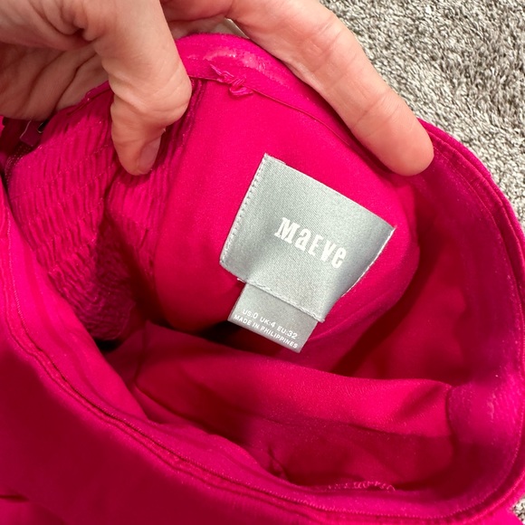 Maeve Anthropologie fuschia pink wide leg jumpsuit 0 EUC strapless barbie tie - Picture 4 of 4